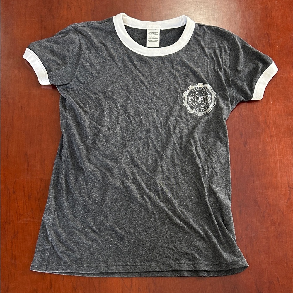 PINK Victoria's Secret Charcoal and White Kids Tee